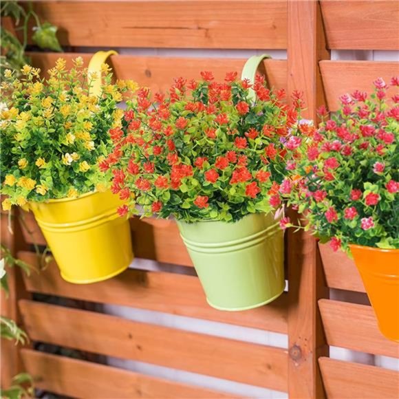 9 Bundles Artificial Flowers for Outdoors, Fake Plastic Plants UV Resistant - Picture 2 of 7